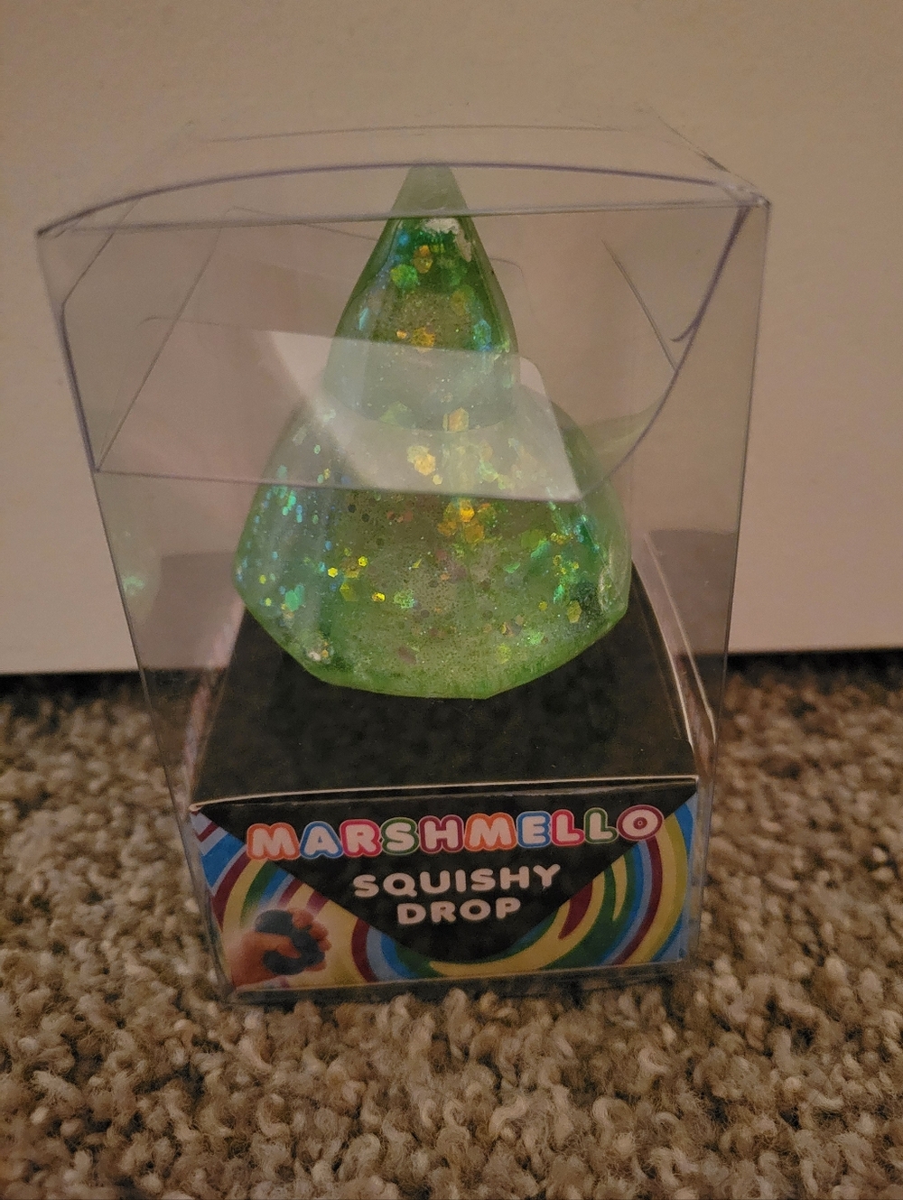 Marshmello Squishy Drop Glitter Green Toy